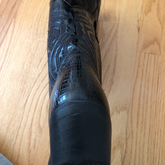 PRICE FIRM. Vintage new Black lizard print leather cowboy boots - Picture 3 of 6